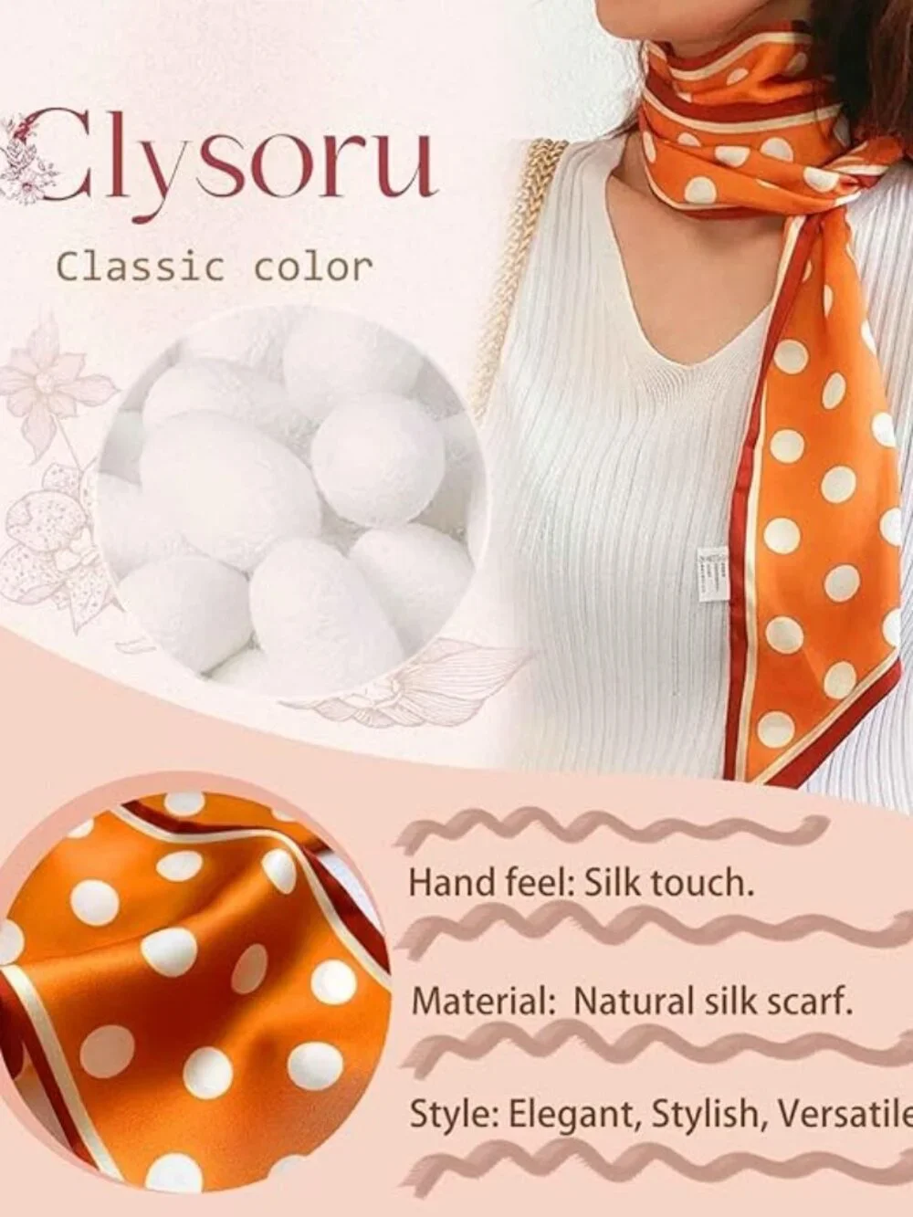 Women's Ginger White Circle Stripes Elegant Oblique Angle Scarves Bag Scarfs